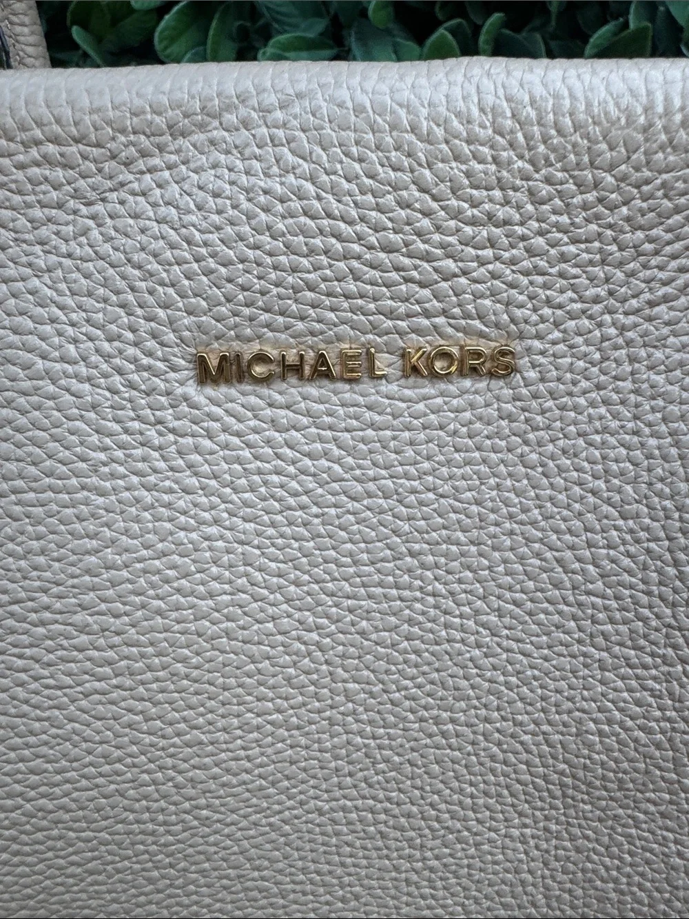 Michael Kors Pebbled Leather Tote in Light Beige